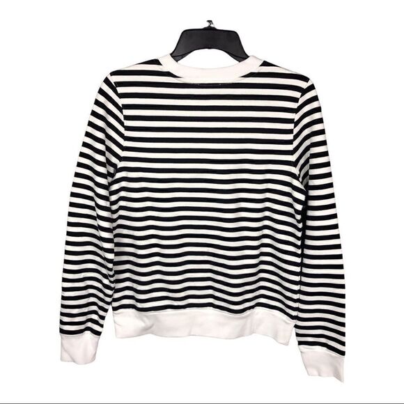 Halogen Sweatshirt Black White Stripe Black Heart ME Patch on Front Small - Picture 2 of 11